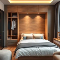 Łóżko chowane w szafie jako sposób na oszczędność miejsca i funkcjonalność w małym mieszkaniu