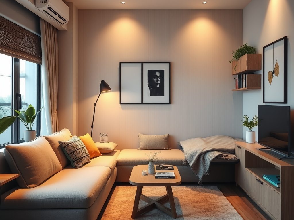 Jak urządzić pokój dzienny z sypialnią w małym mieszkaniu — funkcjonalne strefy i sprytne meble wielofunkcyjne